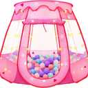 Pop Up Princess Tent with Star Light, Toys for 1 2 3 Year Old Girl Birthday Gift, Ball Pit for Baby 12-18 Month, Foldable Kids Play Tent for Toddler 1-3, One Year Old Girl Toy Indoor Outdoor