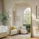Oversized Floor Mirror Full Length 82"X44", Extra Large Arched Full Length Mirror with Stand, Tempered Glass Gold Standing Mirror for Bedroom Living Room Clothing Store Gym, Aluminum Alloy Frame