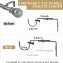 Curtain Rods for windows,1" Diameter Curtain Rod, 32-72" Standard Decorative Window Curtain Rod Set with Brackets for bathroom Kitchen Bedroom Window, Grey