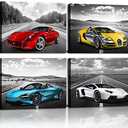 Car Poster Decor Black and White Wall Art Framed Car Art for Teen Boys Man Bedroom Décor Sports Posters Ferrari Lamborghini McLaren Bugatti Canvas Posters for Office Room Decor Gift for Teen Boys