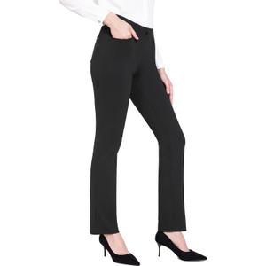 baleaf Womens Black Dress Pants Yoga Work Pants Pull On Slacks Petite Business Casual Office Trouser Pockets 29" (Small,Black)