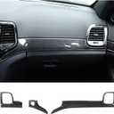 YOCTM Dashboard Panel Trim & Door Handle Cover Kit for Jeep Grand Cherokee 2014-2021, Carbon Fiber Look Interior Accessories, 7PCS Decorative Set, Black