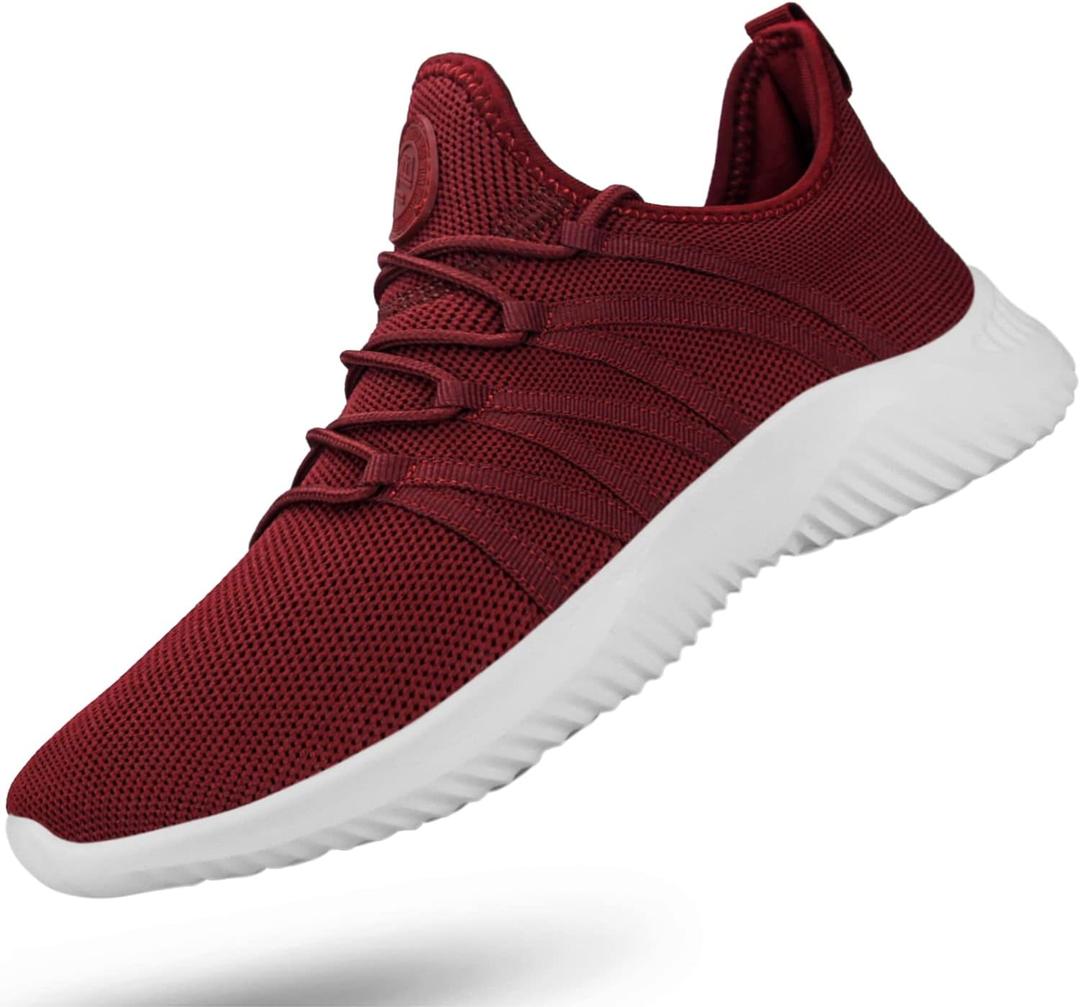 Feethit Mens Slip On Running Shoes Breathable Lightweight Comfortable Fashion Non Slip Sneakers for Men Burgundy Size 11