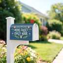 TOUNER Home Sweet Crazy Home Floral Mailbox Covers, Funny Magnetic Letter Box Wrap, Seasonal Post Letter Box Decor for Outdoor Garden Yard, Mailbox Decor Gifts for Friends New Homeowners Neighbors