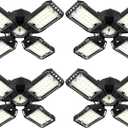 LED Garage Lights 4 Pack -120W, 12000LM 6500K Led Shop Light with 4+1 Deformable Panels, Basement Barn Light Garages Ceiling Lights, E26/E27 for Garage, Warehouse, Shop