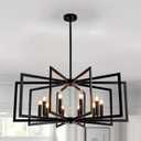 Black Chandelier for Dining Room,12-Light Dining Room Light Fixture Modern Geometric Metal Hanging Industrial Chandeliers for Entryway Kitchen Island Foyer Farmhouse Chandeliers