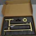 Brushed Gold Faucet for Wash Basin, TRJIKAG Wash Basin Faucets Multi-Function Swing-Arm Filler Folding Commercial Brass Wash Basin Faucet with Two Handles & Joint Swing Arms for Wash Area