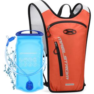 Maelstrom Hydration Backpack, Hiking Backpack with 2L Water Bladder, Running Hydration Vest for Cycling Hiking Rave for Men Women (Orange)