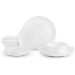 Cello Regal Dinnerware Set of 18 pieces, Service for 6, Chip & Scratch Resistant, Lightweight Round Plates and Bowls Set, Microwave & Dishwasher safe, Opalware Dinner Set, Plain