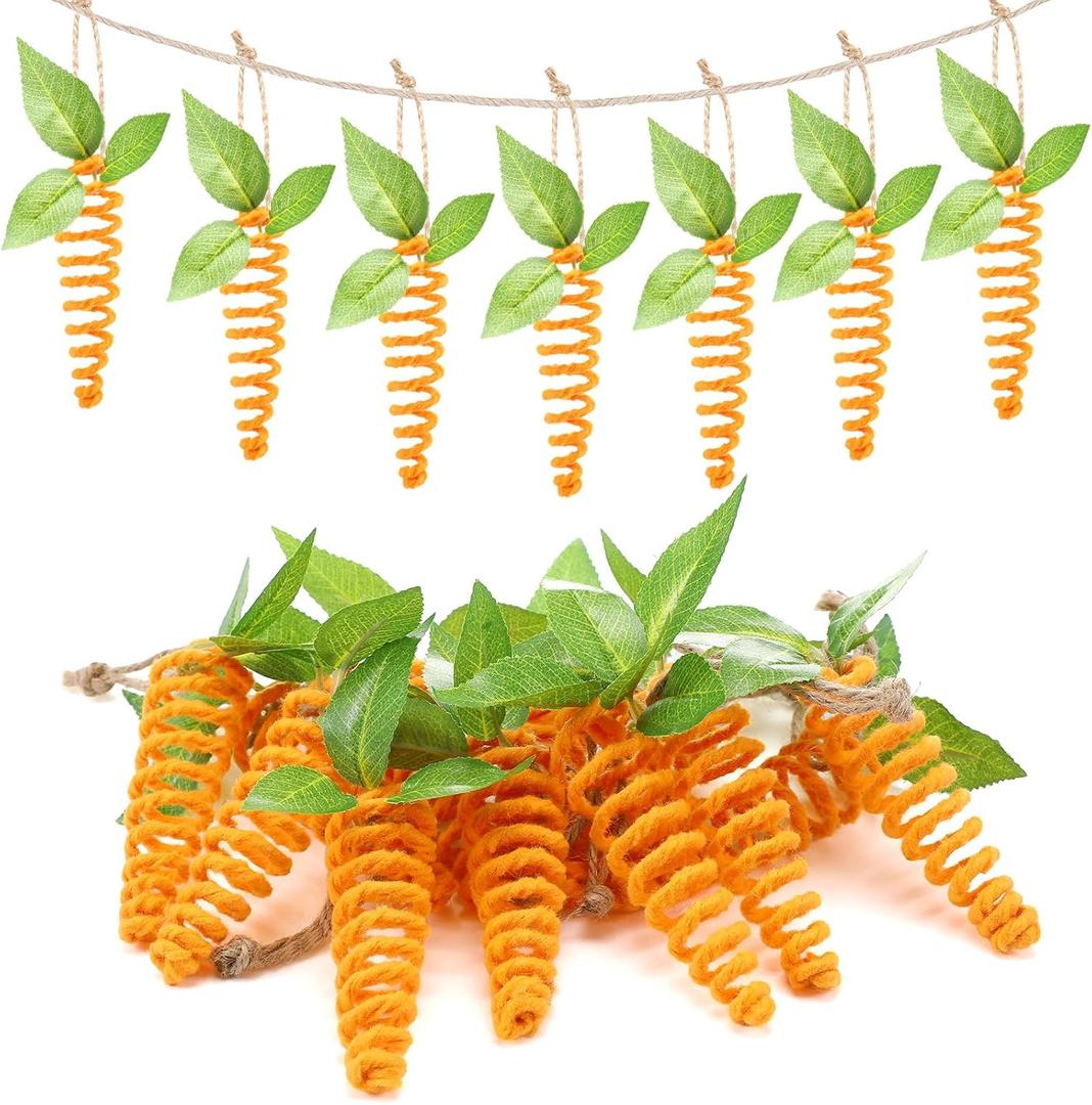 Threehoney 12 Pcs Easter Carrot Garland Decor Easter Carrot Hanging Ornaments Artificial Simulation Carrots Mini Artificial Carrots Spring Garland Decorations for Mantel Table Home Party DIY Crafts