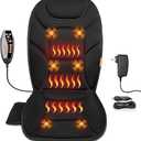 CARSHION Massage Seat Cushion with Full Back Thighs Heat Back Massager for Chair with 3 Heating Pads 6 Vibrating Motors, Massage Chair Pad for Home Office, Heated Seat Cover Warmer for Pain Relief