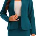 Allegra K 2 Piece Suit Skirt Set for Women's Business Formal Collarless Blazer and Pencil Skirts (Large)