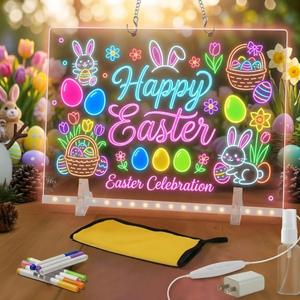 Lumiboard Led Drawing Board 7 Colors, Light Up Cosmody Drawing Board, Glowing Acrylic Dry Erase Board, Easter Basket Stuffers,Easter Egg Fillers Gifts Kids Girls Boy Teens(14.25")