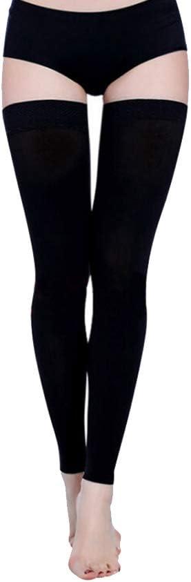 PPXGOGO Compression Socks for Women & Men 20-30 mmHg Thigh High Leg Sleeve Support with Silicone Band for Running, Varicose Veins, Edema, Swelling (Black,XXL)