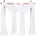 Wedding Arch Draping Fabric,4 Panels 28" x18ft White Wedding Arch Drapes for Ceremony Sheer Chiffon Fabric Drapes Arbor Drapery Decorations for Reception Party
