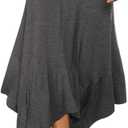 DJT Women's Flowy Handkerchief Hemline Midi Skirt (Medium, Heather Grey)