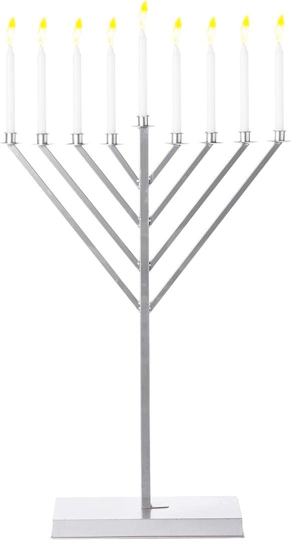 Large Metal Silver Coated Hanukkah Menorah 3 Ft. for Synagogue