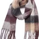 Large Chunky Plaid Scarf Coloured Checked Oversized Scarf Tassel Soft Fall Winter Thick Warm Shawl Women