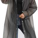 Besshopie EVA Raincoat Waterproof Rain Poncho Reusable Unisex Men Women Long Clear Rain Wear (Large, Black)