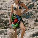 AI'MAGE Sarong Wraps for Women Swimsuit Coverups Beach Bathing Suit Cover Up Tassels Bikini Short Wrap Skirts for Swimwear (Green, XL)