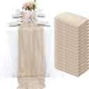 16 Pack Beige Cheesecloth Table Runner, 35x120 Inch Boho Gauze Cheese Cloth Table Runner 10ft Rustic Sheer Long Gauze Table Runners for Wedding Bridal Baby Shower Birthday Party Table Decor