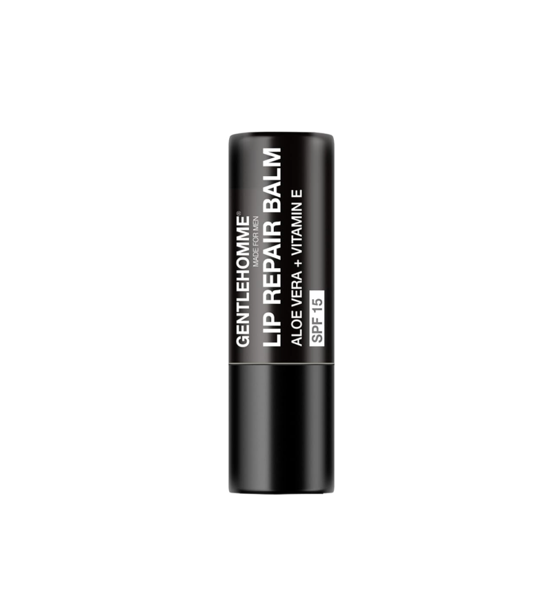 Gentlehomme - Lip Repair Balm - Men’s Lip Balm with SPF 15 - With Aloe Vera & Vitamin E - Repair & Hydrate Dry, Cracked, Chapped Lips - Long-Lasting Moisture - Clear Balm - Lip Care - Vegan - 1 Pack