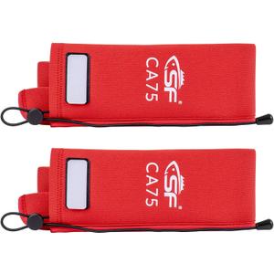 SF Neoprene Fishing Rod Sleeve Rod Cover for Casting, Spinning, Trolling Fishing Rods Protect Cover Floating Rods Storage Case,Hook Resistant (Length:75", Red-2)