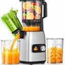 Cold Press Juicer, Slow Single Auger Juicer Machines for Fruits and Vegetables, Wide Feed Chute, Reverse Function, Easy to Clean, Quiet Home Juicer