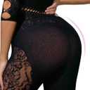 Womens Lingerie Fishnet Dress, Women's Sheer Mesh Long Sleeve Bodycon Dress - Rhinestone Embellished (Black)