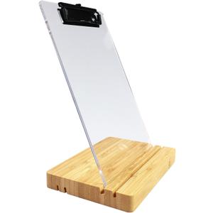 A5 Half Letter Clipboard with Stand,Clear Acrylic Freestanding Memo Size Clipboards,Document Typing Paper Stand,Menu Display Board,Receipt Holder (6"9")