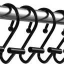 SEWACC 12 Pcs Electroplated S Shape Shower Curtain Hooks Smooth Sliding Rust Resistant Bathroom Curtain Rings 2.75X1.77X0.98 Inch
