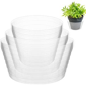 Hoolerry Plastic Plant Saucer Clear Deep Drip Tray Thickened Clear Plant Saucers Trays for Pots Deep Drip Trays for Home Garden Indoor and Outdoor Potted(15 Pcs,4, 6, 8 Inch)