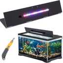 Sieral Aquarium Lids Polycarbonate Canopy with LED Light 29 x 11.38 x 0.12 inch for 20/29/37 Gallon Without Center Brace Aquariums Cover Fish Tank Lid with a Hook Knife(Black)
