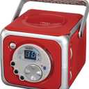 Jensen CD-555RS Red CD Bluetooth Boombox Portable Bluetooth Music System with CD Player +CD-R/RW & FM Radio with Aux-in & Headphone Jack Line-in Limited Edition- (Red)