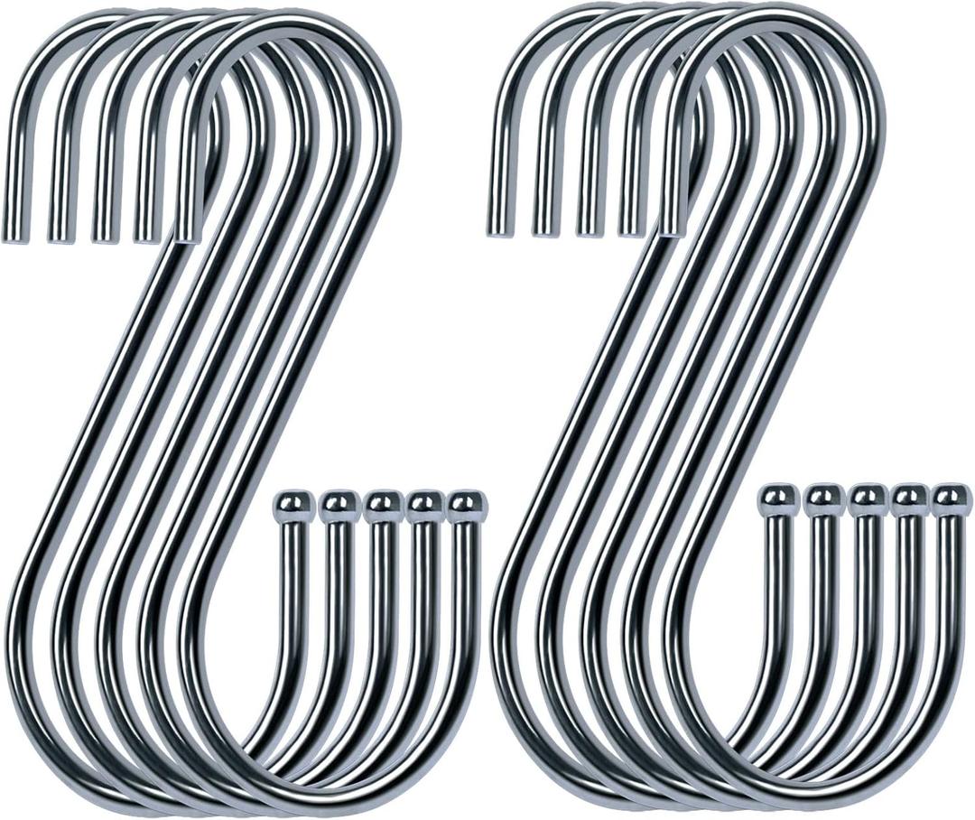 3 x 20 Pack S Hooks for Hanging, Heavy Duty S Shaped Hooks Stainless Steel Metal Hangers Hanging Hooks for Kitchen, Clothes, Plants, Work Shop, Pots, Pans,Bags, Cups, Garden