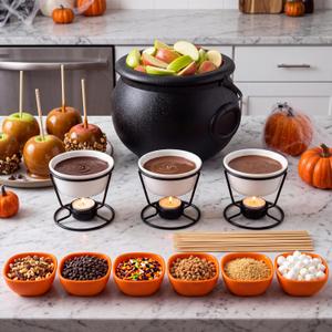 Potchen 216 Pcs Halloween Caramel Apple Bar Kit with 8.3" Witch Cauldron, One Size