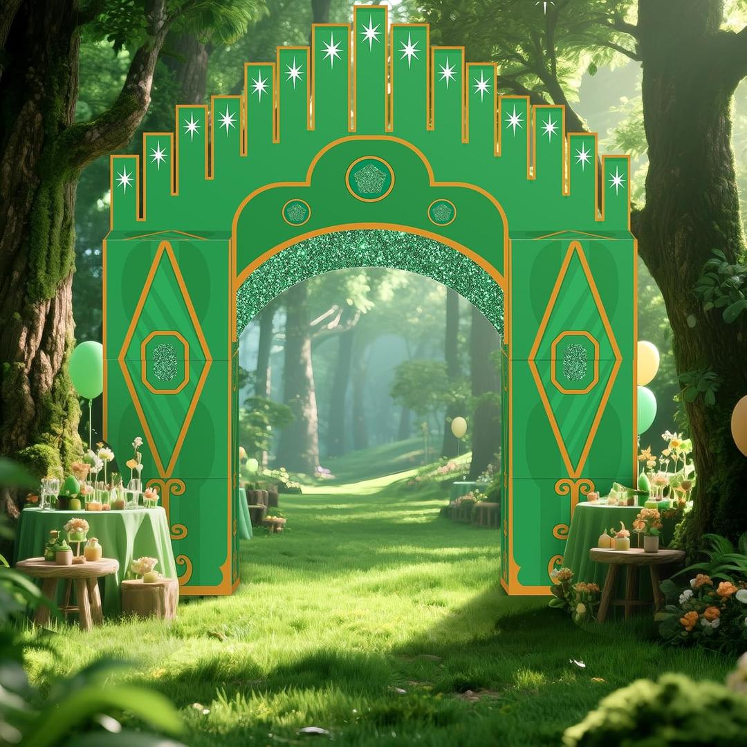 7 Pcs Emerald Cardboard Castle Green Wizard Playhouse Large Wizard Party Decorations 43" Green Emerald Fort Boxes Decorations for Magical Witch Fairy Photo Props Supplies Birthday Gift