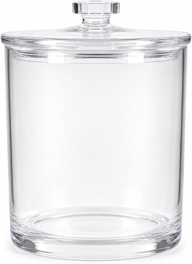 ForPro Clear Acrylic Apothecary Jar with Lid, 60 Oz Shatterproof Bathroom Vanity Organizer, Cotton Ball Holder, Qtip Storage Container Canister for Kitchen, Laundry, Office Decor, 7.75" x 5"