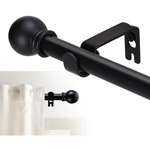 GXOACKJ Curtain Rods for windows 32-48 inch, 5/8 inch Decorative Curtain Rod Set, Matte Black Splicing Heavy Duty Metal Curtain Rod with Brackets