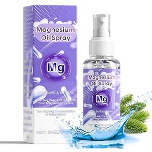 Magnesium Oil Spray, 100% Organic Magnesium Spray, Natural Ingredient & Fast Absorbent, Natural Magnesium Chloride Oil for Feet & Body, Nourish Skin, Promote Sleep, 2 Pack