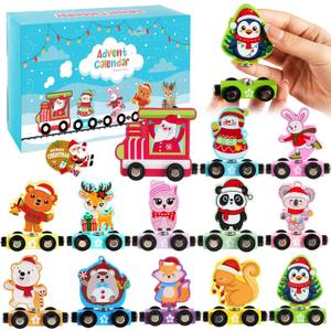 Train Advent Calendar 2025 for Toddlers Kids - Magnetic Wooden Animal Train Gift Set, 24 Days Christmas Countdown Calendar for Toddlers Boys Girls Sensory Learning, Montessori Toys