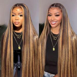 13x6 HD Lace Front Wigs Human Hair Pre Plucked, 18 Honey Blonde Highlights Human Hair Lace Front Wigs for Black Women Deep Parting Lace Front Wigs Human Hair Wigs Outre Melted Hairline Lace Front Wig