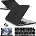 IBENZER Compatible with 2025 2024 2023 2022 MacBook Air 13 inch Case M4 A3240 M3 A3113 M2 A2681, Hardshell Case & KeyboardCover & ScreenFilm & Type-C for Mac Air 13.6, Black, AT13-KK-BK+2TC