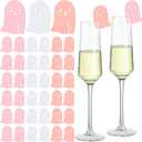 50 Pcs Halloween Party Drink Markers Pink Ghost Wine Charms Party Favors Ghost Drink Tags Reusable Wine Glass Charms for Halloween Birthday Decorations