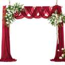 VACVELT Wedding Arch Draping Fabric - Burgundy Chiffon, 1 Panel Sheer Drapes, 30 Inch x 20ft Chiffon Backdrop Curtain, Outdoor Sheer Drapery for Ceremony Party Ceiling