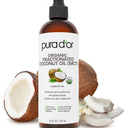 PURA D'OR 16 Oz ORGANIC Fractionated Coconut Oil – USDA Certified – MCT Oil – Therapeutic, Hydrating, Lightweight Moisturizer – Hexane Free Carrier Oil For Essential Oils & Massage – Face, Hair & Body