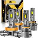H11 9005 Fog Bulbs Combo, 32000lm 800% Brighter Real 1:1 Mini Size Fog Lights Bulbs, 3 Mins Plug and Play, Pack of 4
