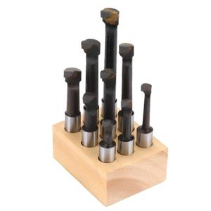 9pcs 3/8" Round Shank Boring Bar Set High Speed Steel Boring Bar Carbide Tipped Bars Lathe Tools