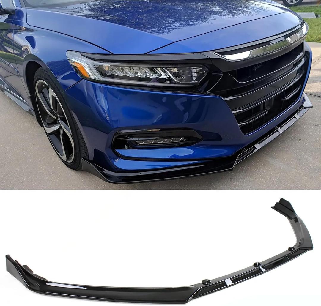 Front Lip Compatible with Honda Accord 2018-2020, JDM Air Dam Bumper Splitter Lower Chin Spoiler Protection Body Kit Fit for 2018 2019 2020 (Glossy Black)