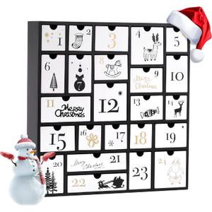 SUNGIFT Wooden Advent Calendar, Christmas Countdown Calendar Boxes with 24 Drawers and Numbers to Fill 2025, DIY Reusable Advent Calendar Decoration Xmas Gift for Kids, Adults, Family, Friends
